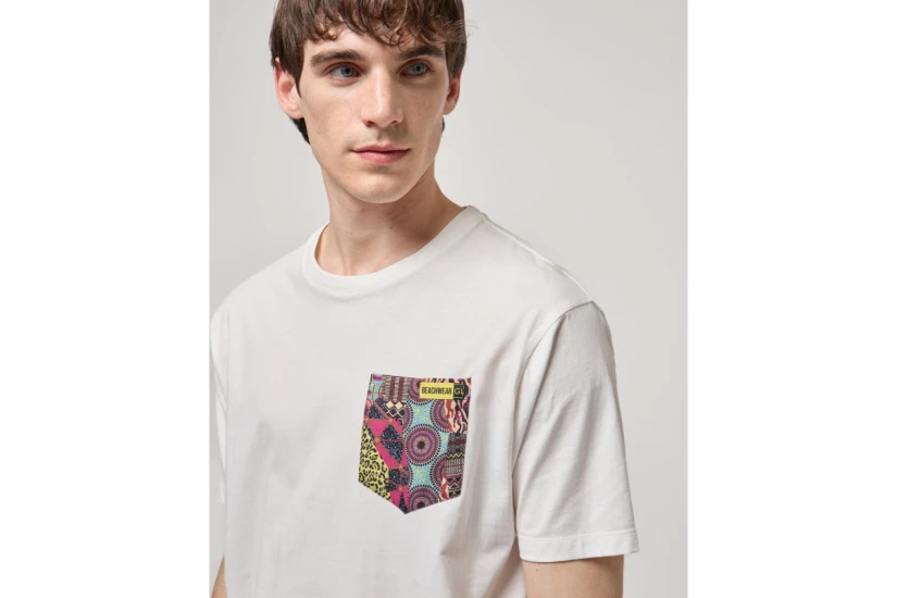 Gianni Lupo Patterened Chest Pocket Ανδρικό Κοντομάνικο T-Shirt Λευκό