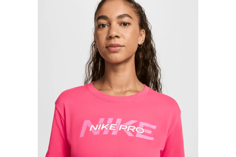 Nike Pro Dri-FIT Γυναικείο Κοντομάνικο Crop Top Ροζ