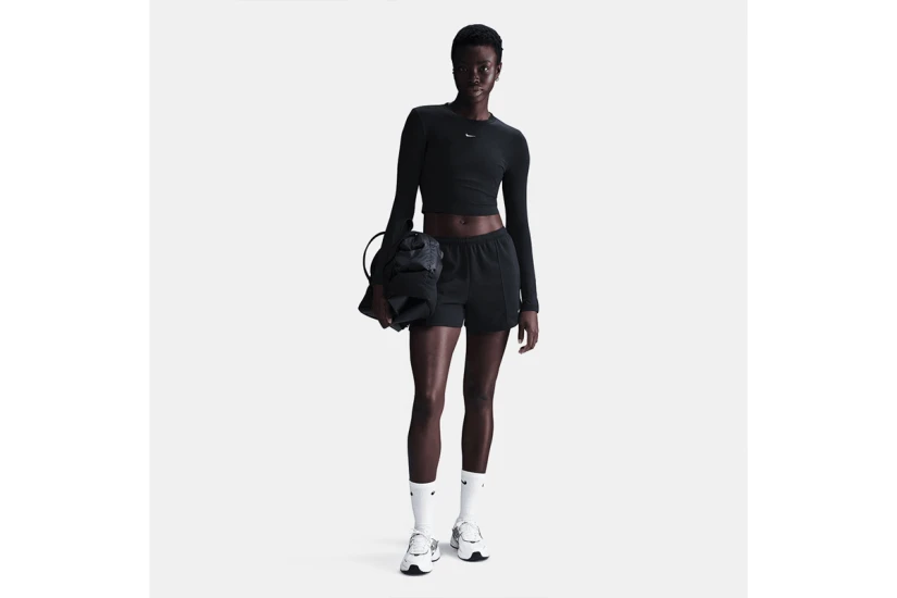 Nike Sportswear Chill Knit Γυναικείο Μακρυμάνικο Crop Top Μαύρο