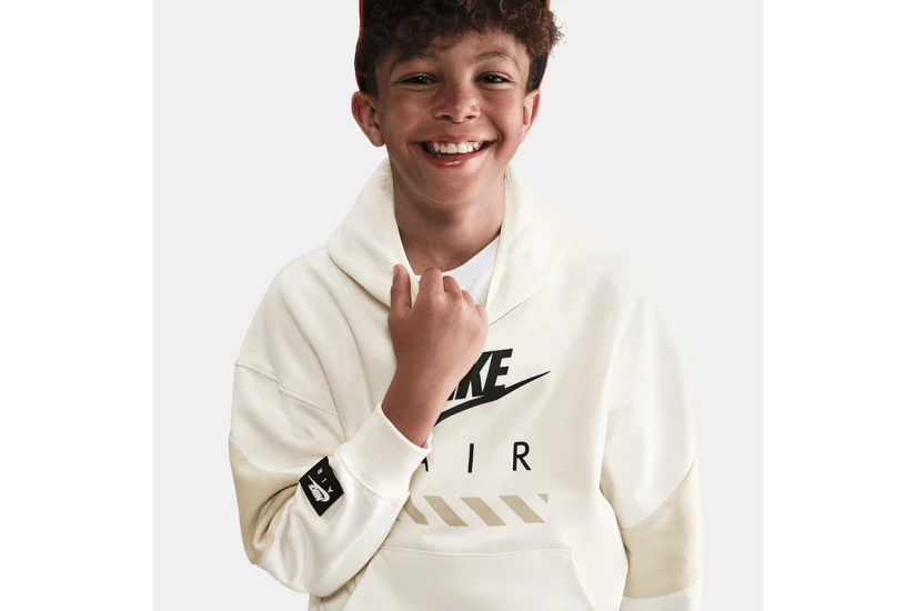 Nike Air Fleece Παιδικό Φούτερ με Κουκούλα Εκρού, Μπεζ, Μαύρο