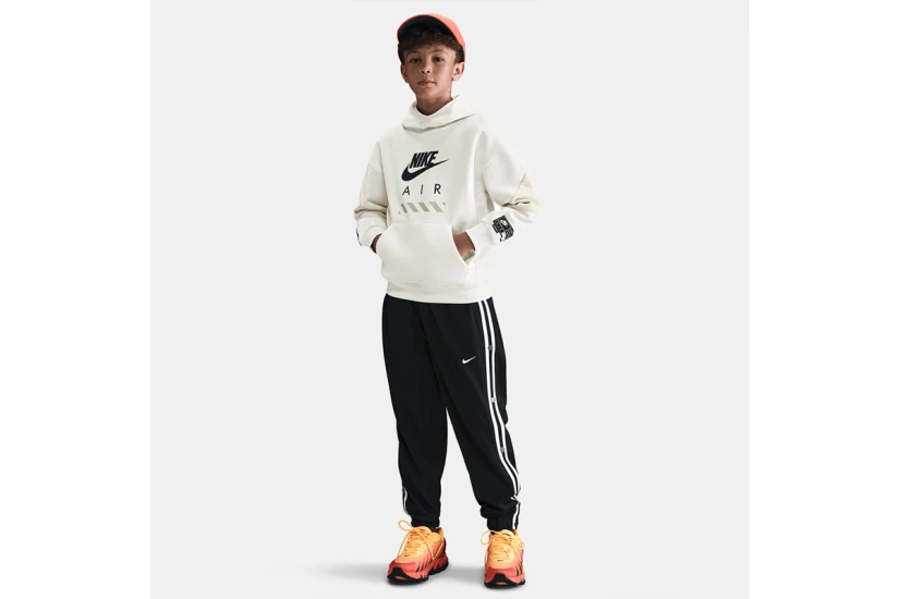 Nike Air Fleece Παιδικό Φούτερ με Κουκούλα Εκρού, Μπεζ, Μαύρο