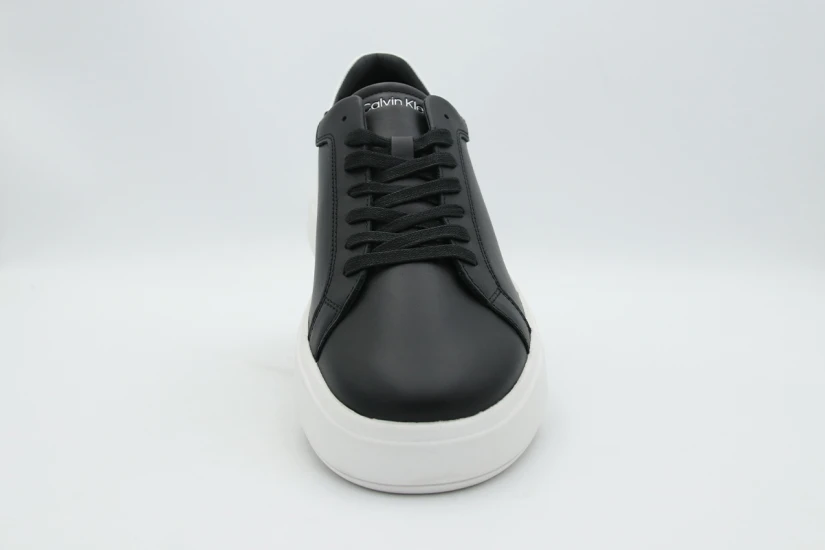 Calvin Klein Leather Ανδρικά Sneakers Μαύρα, Λευκά