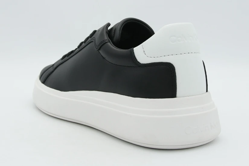 Calvin Klein Leather Ανδρικά Sneakers Μαύρα, Λευκά