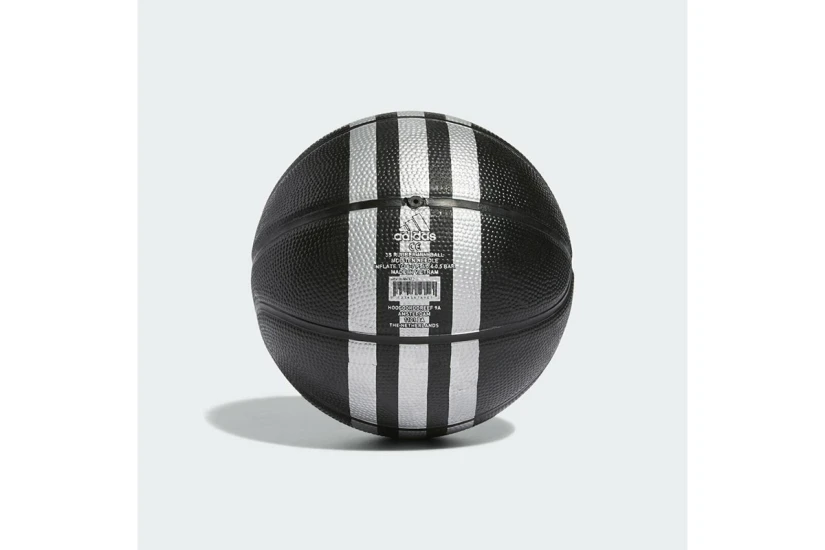 Adidas Performance 3 Stripes Rubber Mini Μπάλα Μπάσκετ Μαύρη, Ασημί