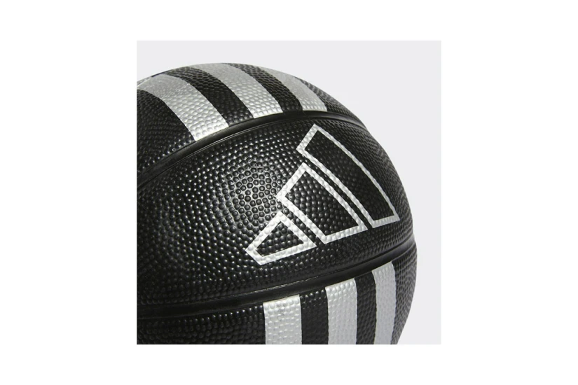 Adidas Performance 3 Stripes Rubber Mini Μπάλα Μπάσκετ Μαύρη, Ασημί