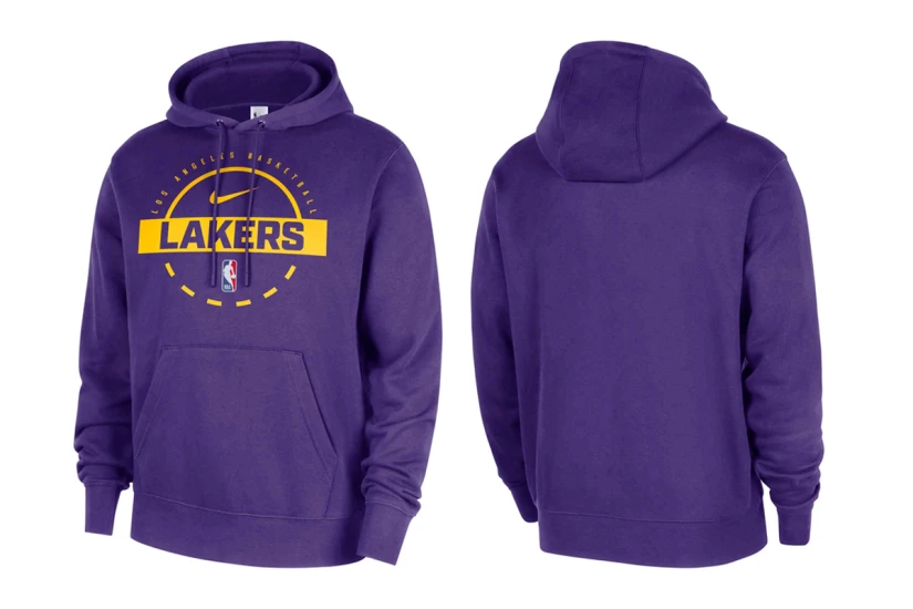 Nike Los Angeles Lakers Ανδρικό Φούτερ με Κουκούλα Μωβ, Κίτρινο