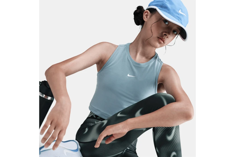 Nike Pro Mid-Rise Dri-FIT Μακρύ Κολάν Μαύρο, Λευκό