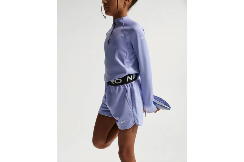 Nike Pro Fleece Dri-FIT Παιδικό Σορτς Λιλά, Μαύρο