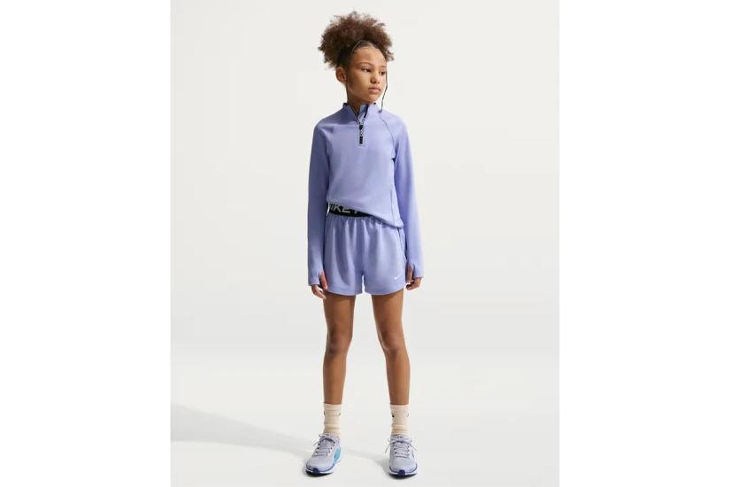 Nike Pro Fleece Dri-FIT Παιδικό Σορτς Λιλά, Μαύρο
