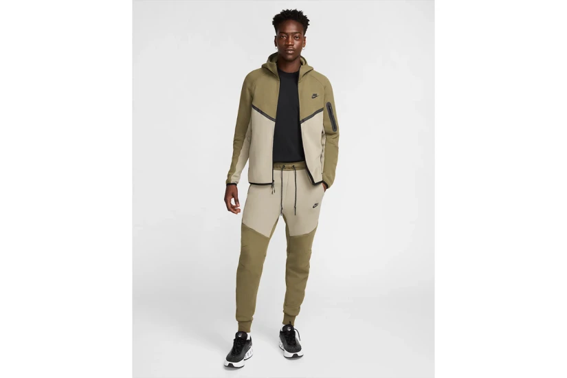 Nike Tech Fleece Windrunner Ανδρική Ζακέτα με Κουκούλα Χακί, Λαδί