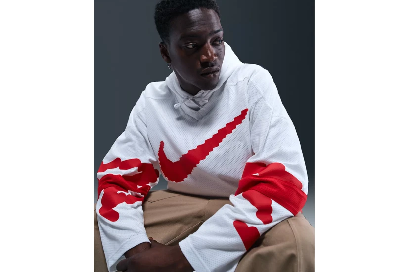 Nike Sportswear Club Hockey Jersey Ανδρική Μακρυμάνικη Μπλούζα Λευκή, Κόκκινη