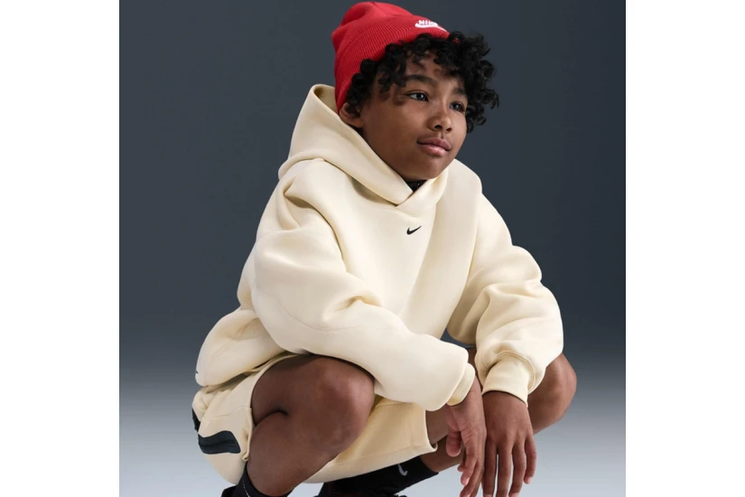 Nike Sportswear Tech Fleece Παιδικό Φούτερ με Κουκούλα Μπεζ