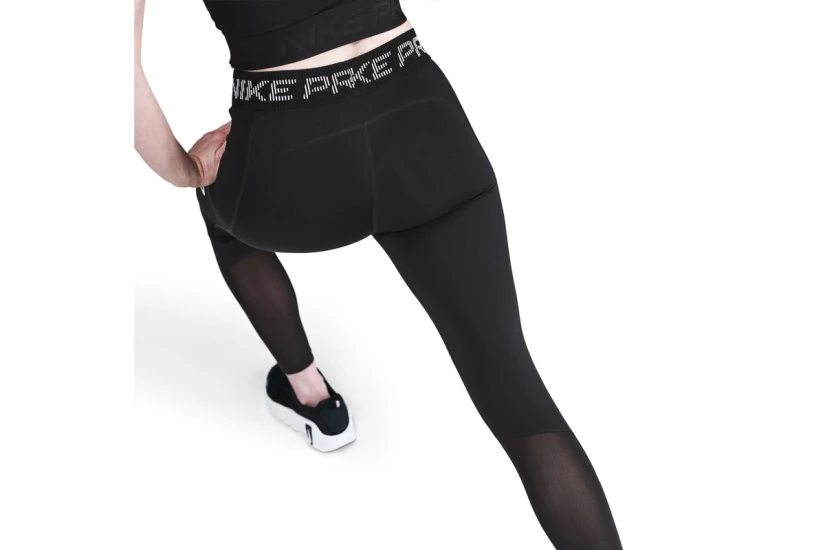 Nike Pro Mesh-Panel Graphic Γυναικείο Κολάν 7/8 Μαύρο, Λευκό