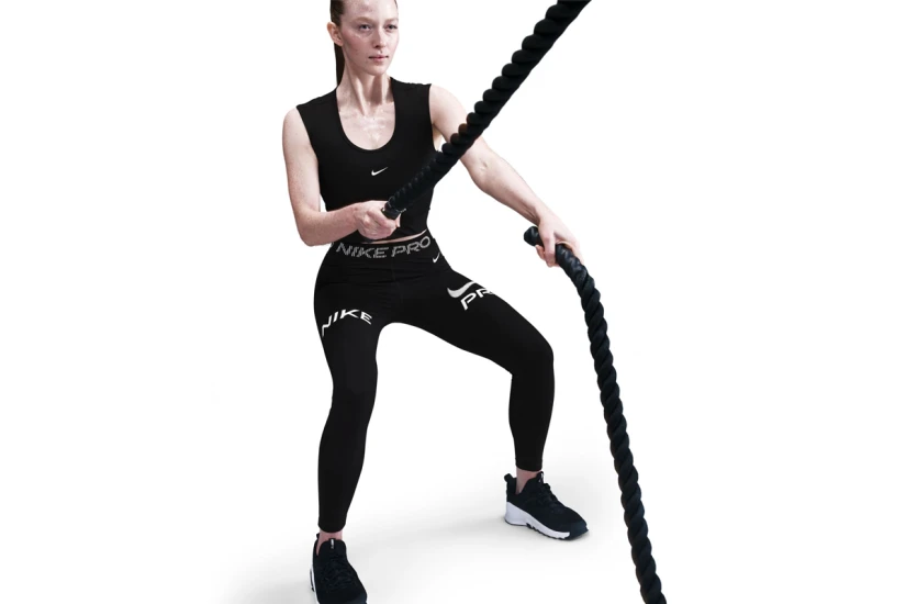 Nike Pro Mesh-Panel Graphic Γυναικείο Κολάν 7/8 Μαύρο, Λευκό