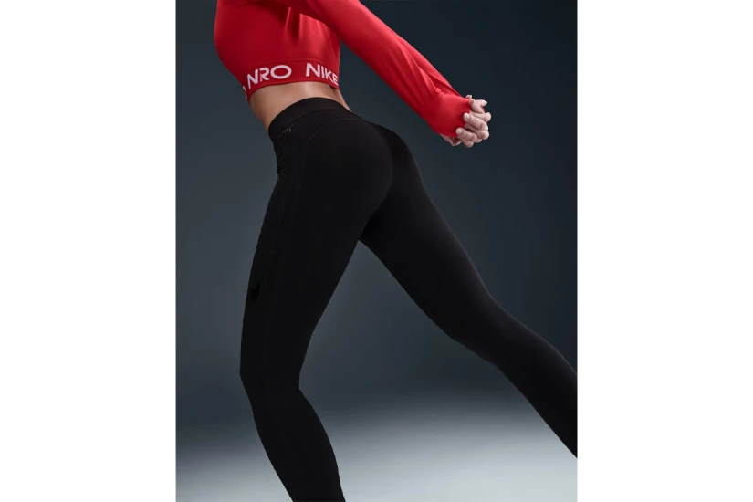 Nike Pro Dri-FIT Mid-Rise Γυναικείο Μακρύ Κολάν Μαύρο