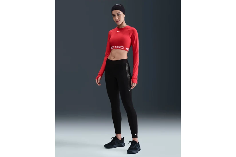 Nike Pro Dri-FIT Mid-Rise Γυναικείο Μακρύ Κολάν Μαύρο