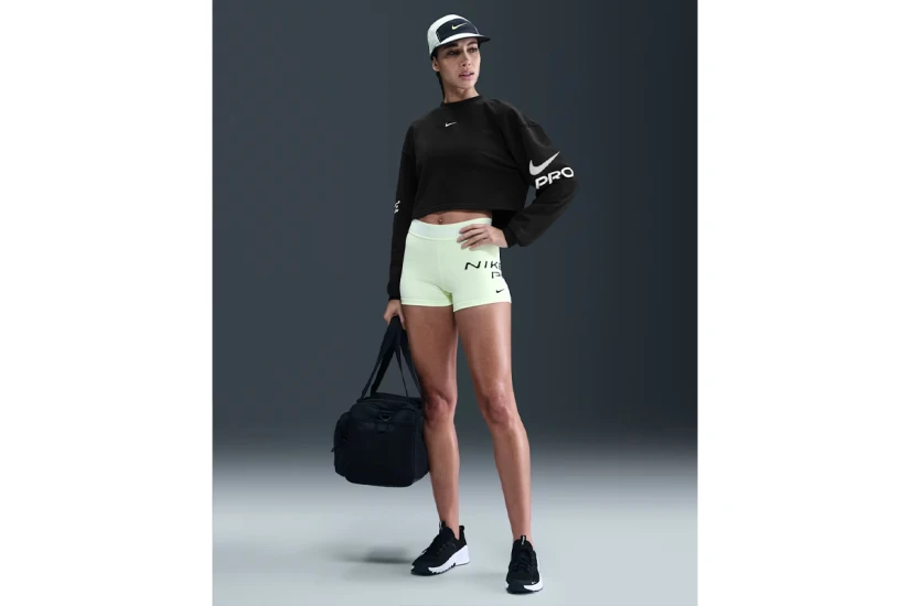 Nike Pro Dri-FIT French Terry Γυναικεία Crop Μπλούζα Μαύρη