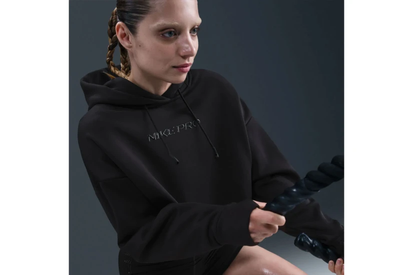 Nike Pro Therma-Fit Fleece Γυναικείο Φούτερ με Κουκούλα Μαύρο