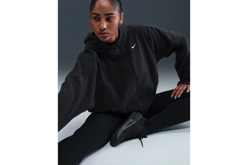 Nike One Therma-Fit Γυναικεία Ζακέτα Fleece Μαύρη