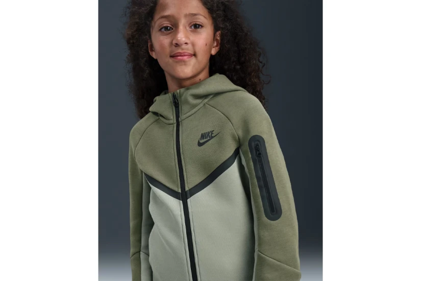 Nike Sportswear Tech Fleece Παιδική Ζακέτα με Κουκούλα Χακί