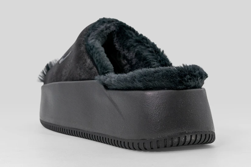 Nike Calm Elevation Fur Γυναικείες Παντόφλες Μαύρες