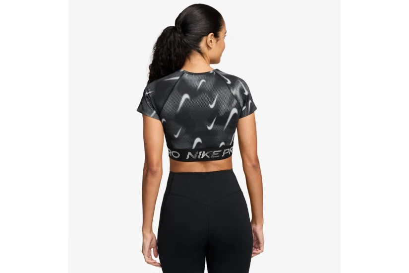 Nike Pro Dri-Fit Γυναικείο Κοντομάνικο Crop Top Ανθρακί, Γκρι