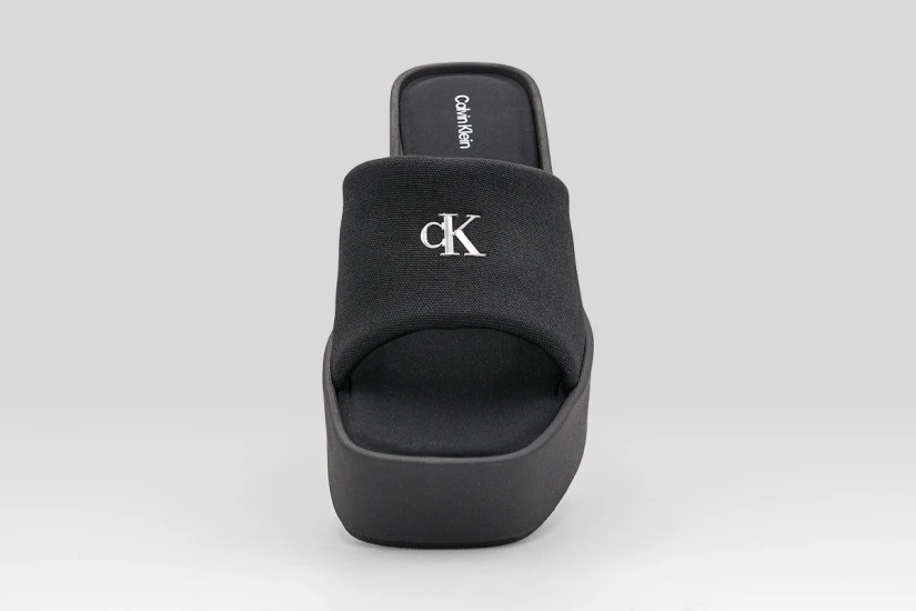Calvin Klein Melia - Canvas Platform Wedge Γυναικεία Σανδάλια Μαύρα