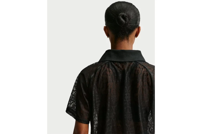 Nike Sportswear Loose Lace Jersey Γυναικείο Κοντομάνικο T-Shirt Polo Μαύρο