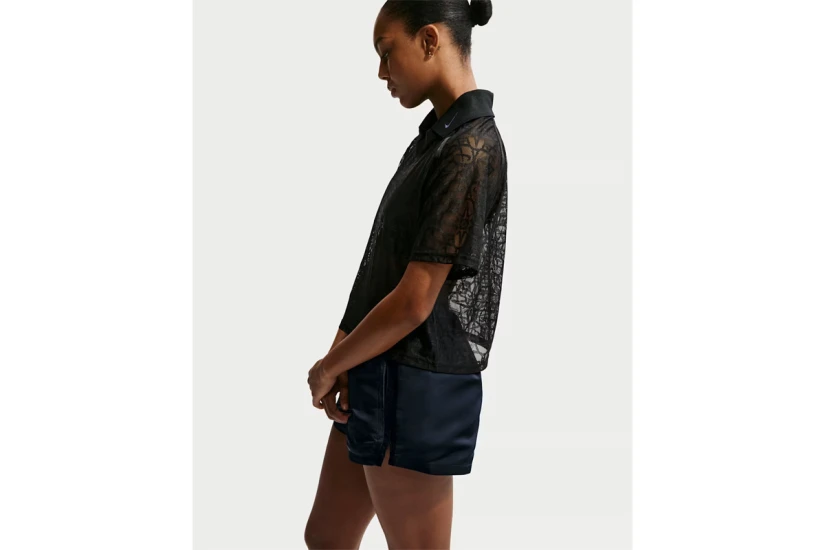 Nike Sportswear Loose Lace Jersey Γυναικείο Κοντομάνικο T-Shirt Polo Μαύρο