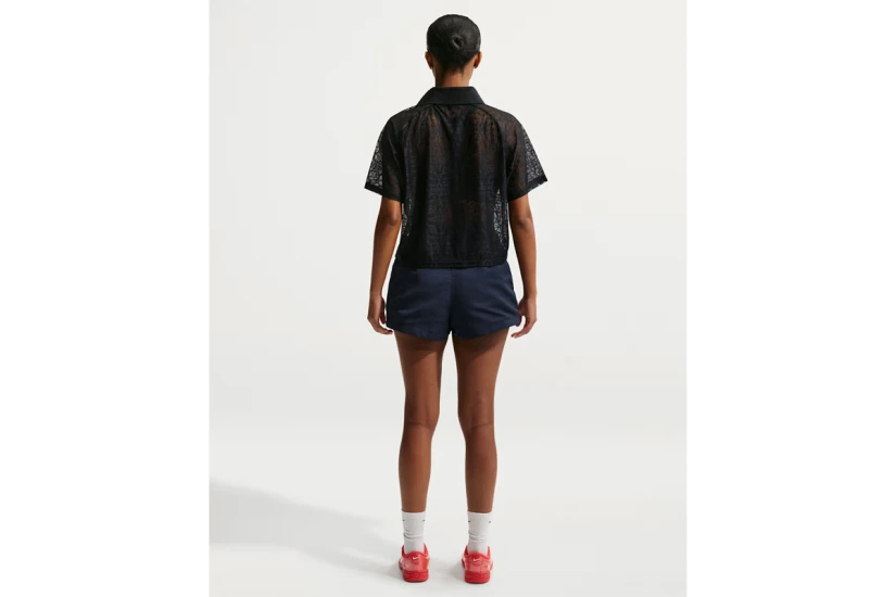 Nike Sportswear Loose Lace Jersey Γυναικείο Κοντομάνικο T-Shirt Polo Μαύρο