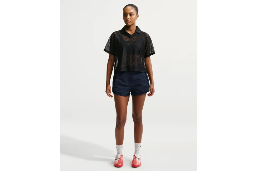 Nike Sportswear Loose Lace Jersey Γυναικείο Κοντομάνικο T-Shirt Polo Μαύρο