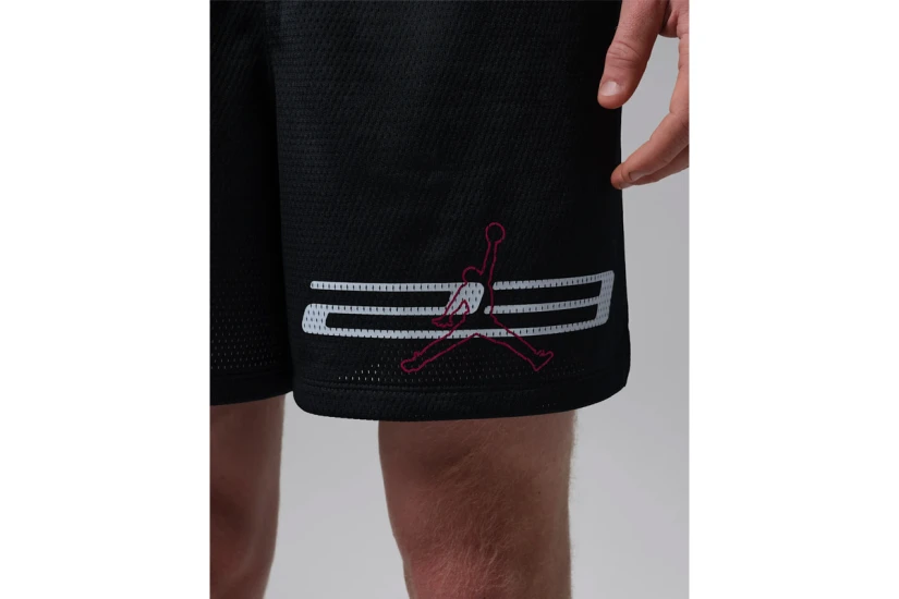 Jordan Dri-FIT Mesh Graphic Ανδρικό Μπασκετικό Σορτς Μαύρο, Λευκό