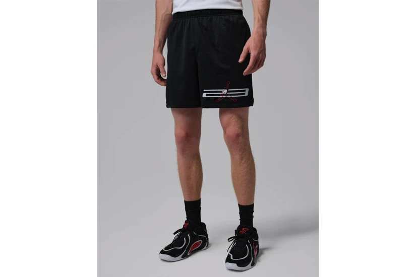 Jordan Dri-FIT Mesh Graphic Ανδρικό Μπασκετικό Σορτς Μαύρο, Λευκό