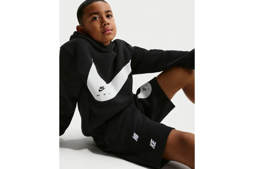 Nike Sportswear Club French Terry Παιδική Αθλητική Βερμούδα Μαύρη, Λευκή