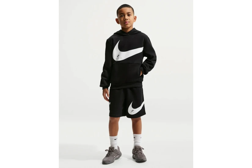 Nike Sportswear Club French Terry Παιδική Αθλητική Βερμούδα Μαύρη, Λευκή