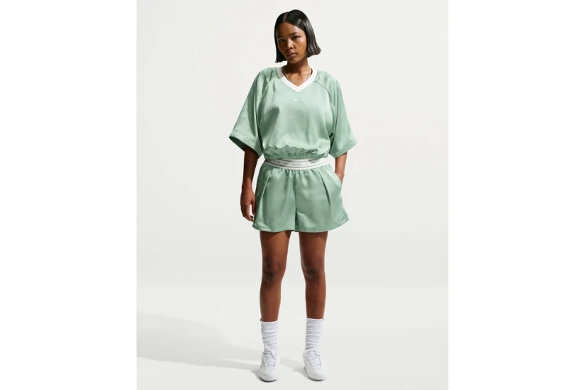 Nike Sportswear Oversized Satin Γυναικείο Κοντομάνικο T-Shirt Βεραμάν, Εκρού