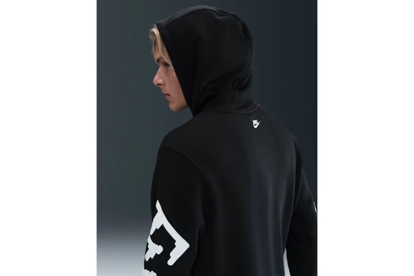 Nike Sportswear Club Fleece Ανδρικό Φούτερ με Κουκούλα Μαύρο, Λευκό