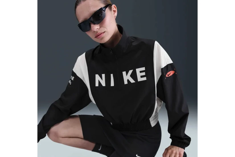 Nike Sportswear Woven Γυναικεία Μακρυμάνικη Μπλούζα με Φερμουάρ Μαύρη, Λευκή