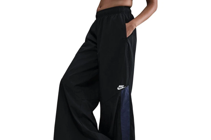 Nike Sportswear Wide-Leg Woven Γυναικείο Παντελόνι Φόρμας Μαύρο, Μπλε