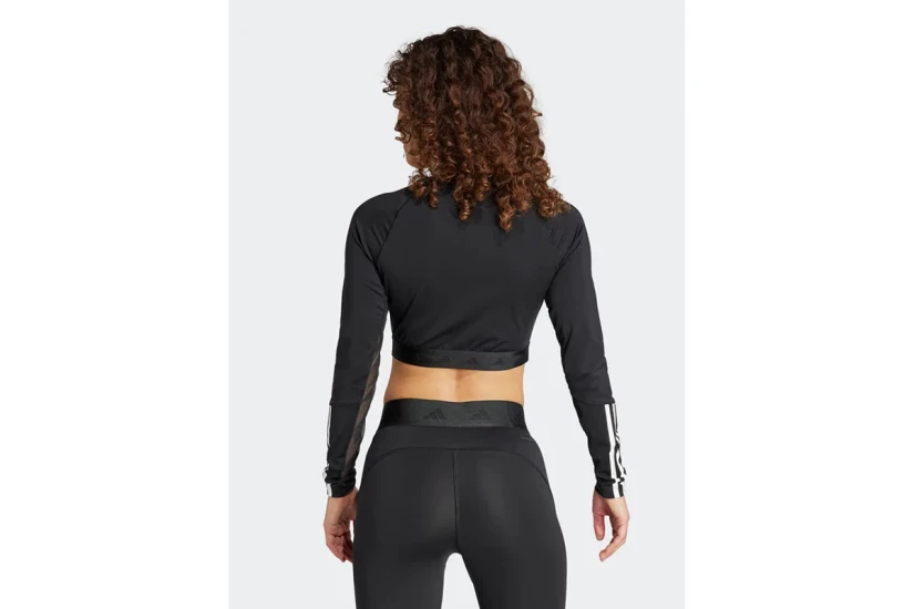 Adidas Performance Hyglam Γυναικείο Μακρυμάνικο Crop Top Μαύρο