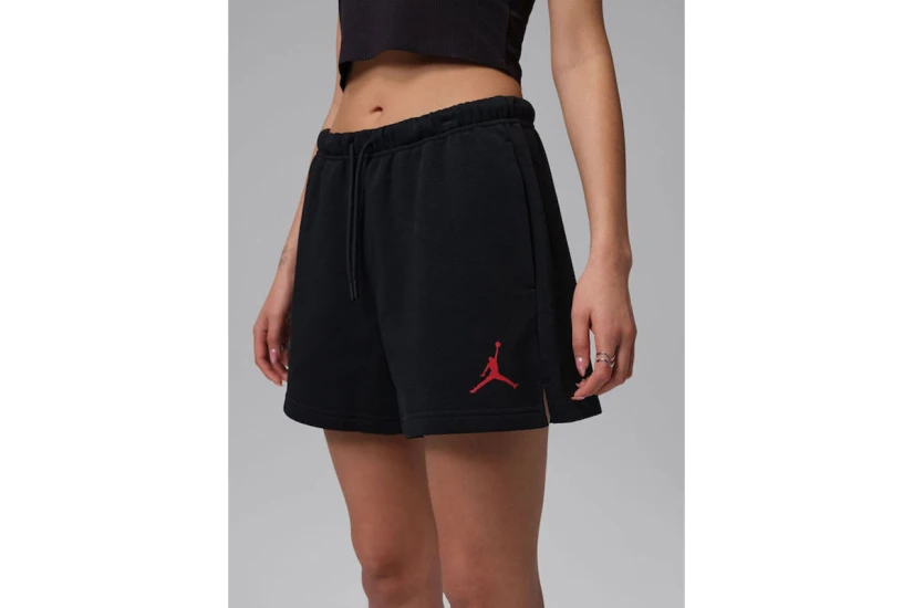 Jordan Jumpman Fleece Γυναικείο Αθλητικό Σορτς Μαύρο, Κόκκινο
