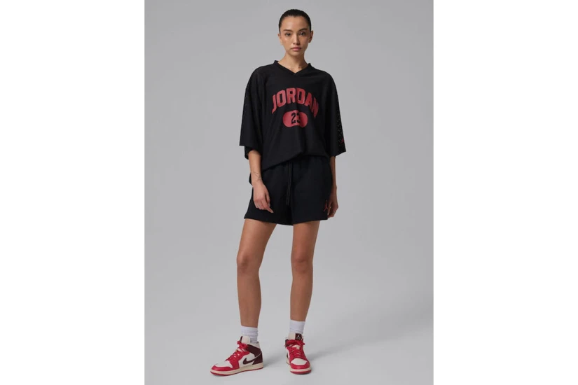 Jordan Jumpman Fleece Γυναικείο Αθλητικό Σορτς Μαύρο, Κόκκινο