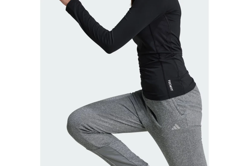 Adidas Techfit Παιδική Μακρυμάνικη Μπλούζα με Λαιμόκοψη Μαύρη