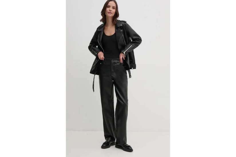 Calvin Klein Faux Leather High Rise Γυναικείο Παντελόνι