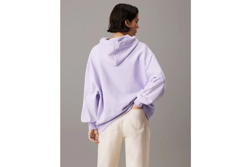 Calvin Klein Woven Label Γυναικείο Φούτερ Με Κουκούλα Λιλά