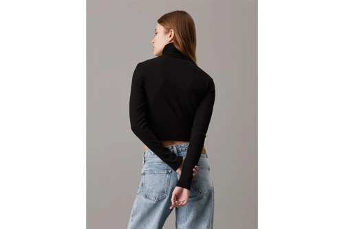 Calvin Klein Slim Ribbed Cotton Roll  Μπλούζα Με Ψηλό Λαιμό Γυναικεία (J20J224196 BEH)