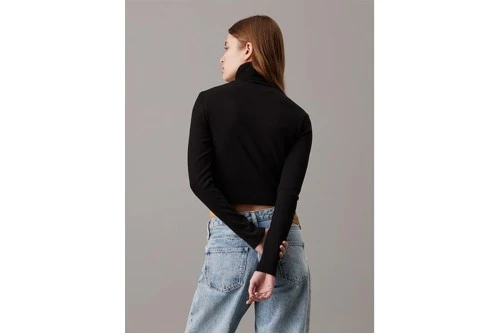Calvin Klein Slim Ribbed Cotton Roll  Μπλούζα Με Ψηλό Λαιμό Γυναικεία (J20J224196 BEH)