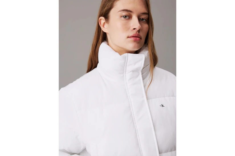 Calvin Klein Cropped Γυναικείο Puffer Μπουφάν Λευκό