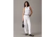 Calvin Klein Slim Ribbed Monogram Γυναικεία Αμάνικη Μπλούζα Λευκή