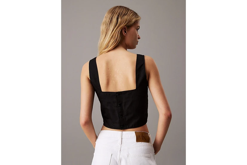 Calvin Klein Γυναικείο Αμάνικο Crop Top Μαύρο